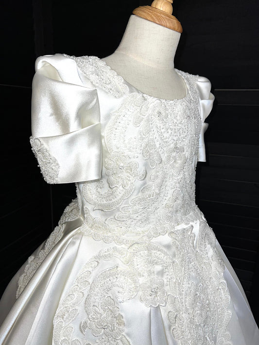 Rudeen Luxury Off White Lace Puffy Flower Girl Dress