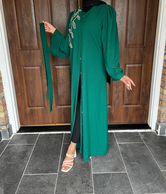 Beaded Button Up Abaya without belt