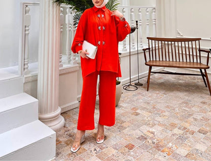 Casual Beaded Pants Set