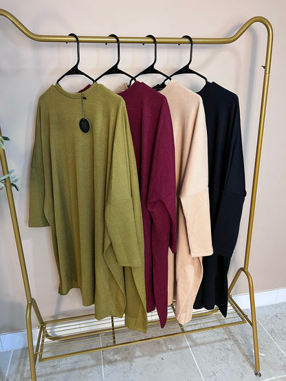 Long Sleeve Loose Casual Side Split Tunic Top Shirt