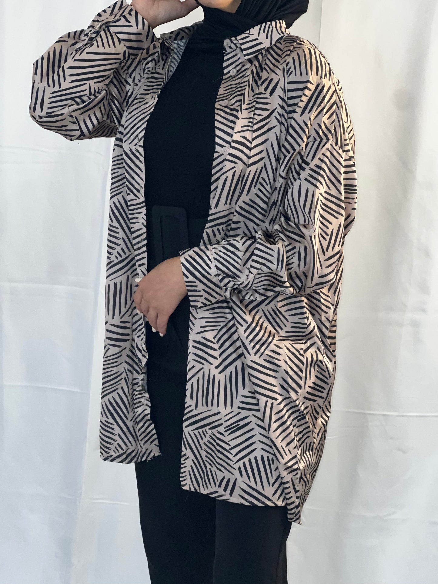 Blouse Satin Long Sleeve Button Up Tunic