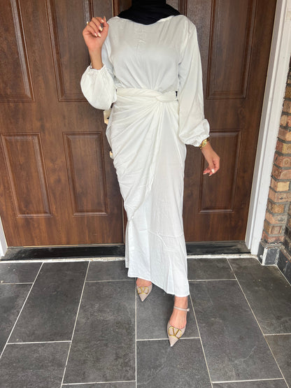 2 Pcs Suede Dress With Tie-Wrap Skirt