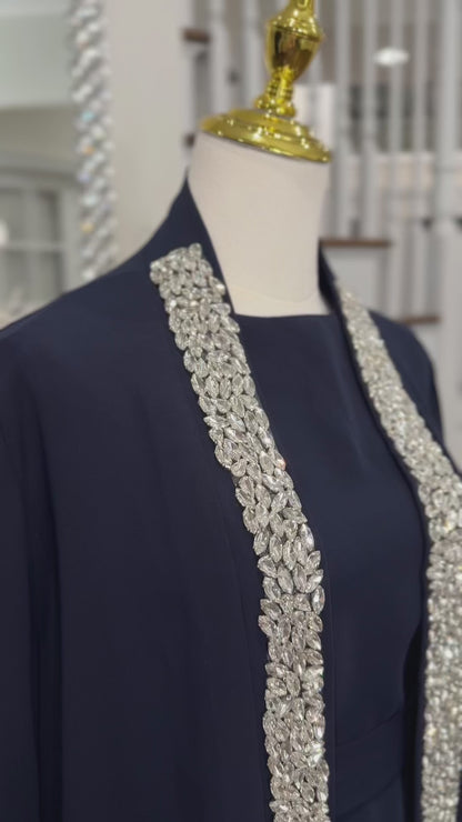 luxury 3-piece embellished crystal abaya