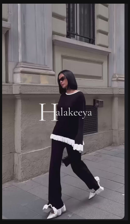 Co-Ord Dual-Tone Delight Knitwear Pant Set