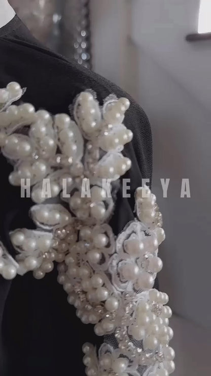 Handwork Beaded Chest and Shoulders open Abaya