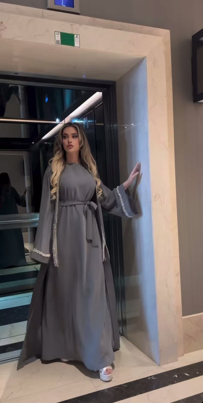 luxury 3-piece embellished crystal abaya