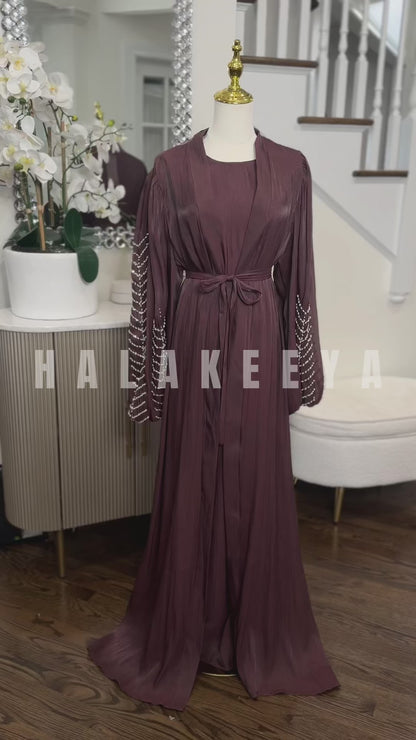 Organza beaded kimono two-piece Abaya