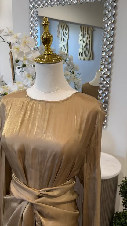 2 Pcs shinny Organza Dress With Wrap Skirt