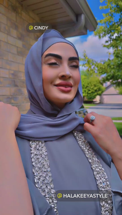 luxury 3-piece embellished crystal abaya Set