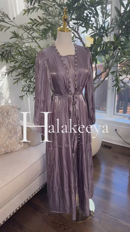 Organza Pearl kimono two-piece Abaya