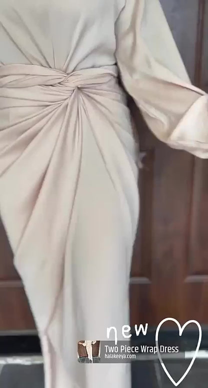 2 Pcs Suede Dress With Tie-Wrap Skirt