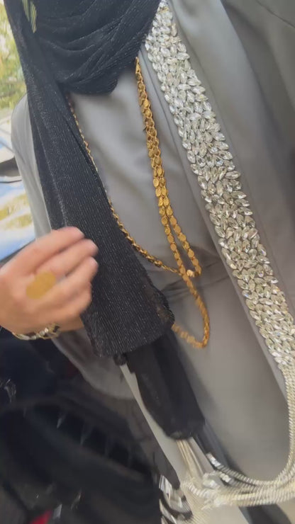 luxury 3-piece embellished crystal abaya Set